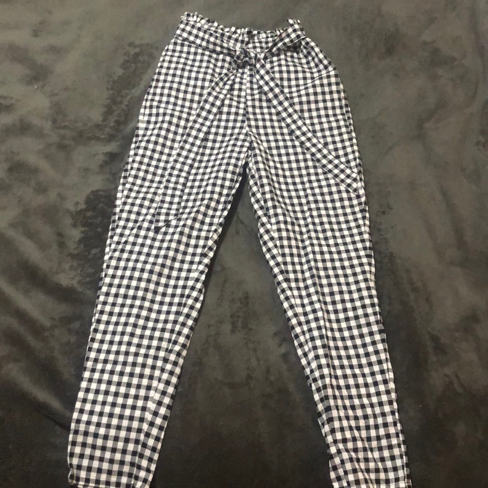 Size small black & white pants with bow tie